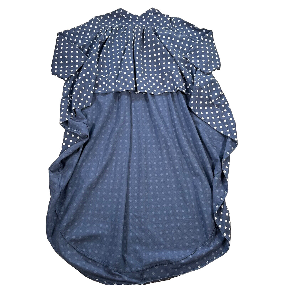 Dice Polka Dot High Low Top Women's Large Mock Neck Navy White Funky Art Modest